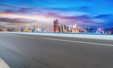 highway skyline and modern buildingsの写真素材