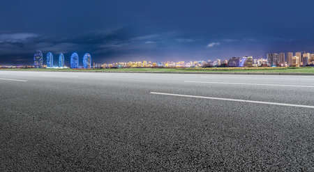 highway skyline and modern buildingsの写真素材