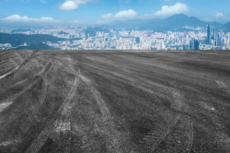 highway skyline and modern buildingsの写真素材