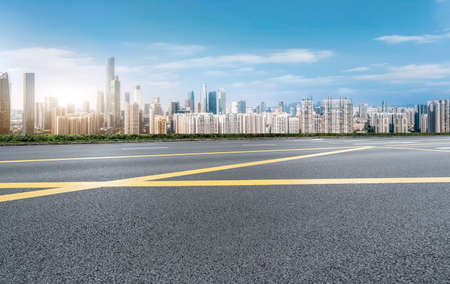 highway skyline and modern buildingsの写真素材