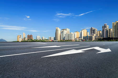 highway skyline and modern buildingsの写真素材