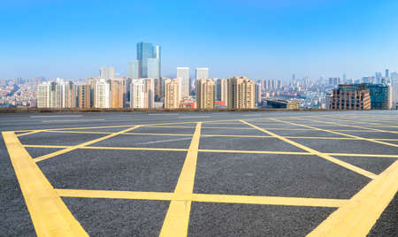 highway skyline and modern buildingsの写真素材