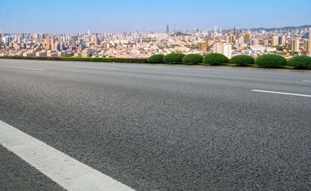 highway skyline and modern buildingsの写真素材