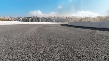 The road ahead and the urban architecture landscapeの写真素材