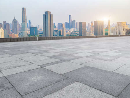 Plaza Brick Ground and Financial District Buildingsの写真素材
