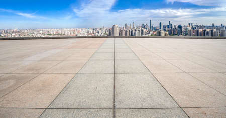 Plaza Brick Ground and Financial District Buildingsの写真素材