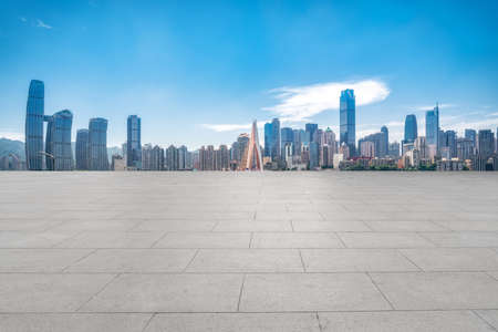 Plaza Brick Ground and Financial District Buildingsの写真素材