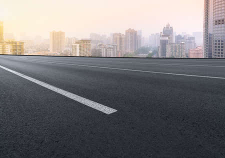 Highway skyline and city buildings landscapeの写真素材