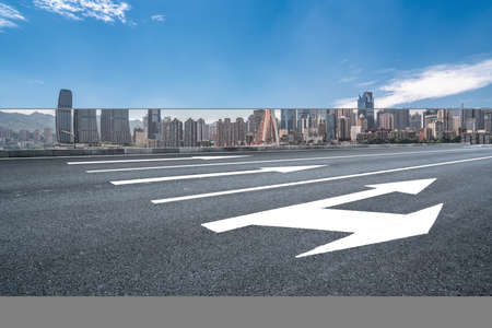 Highway skyline and city buildings landscapeの写真素材