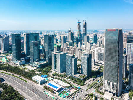 aerial photography jinan city architecture landscape skylineの写真素材