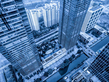 Aerial photography of modern high-rise buildings landscapeの写真素材