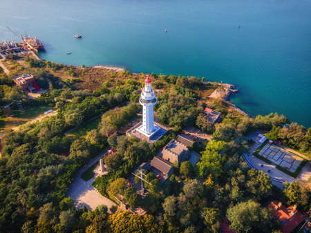 Aerial photography of Yantai city coastline scenery large formatの写真素材