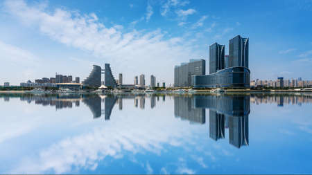 Rizhao coastline modern architecture landscape street viewの写真素材