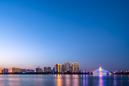 Linyi city landscape night viewの写真素材