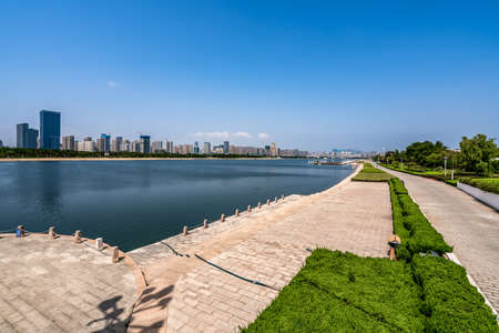 Rizhao coastline cityscape street viewの写真素材