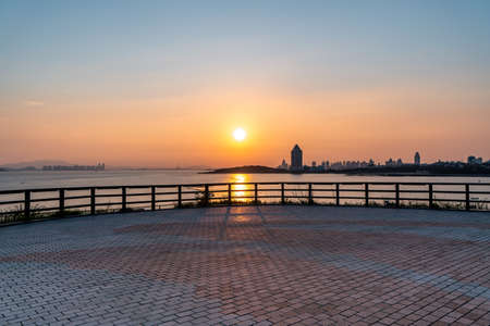 Qingdao Taiping Bay scenery and sunset sceneryの写真素材