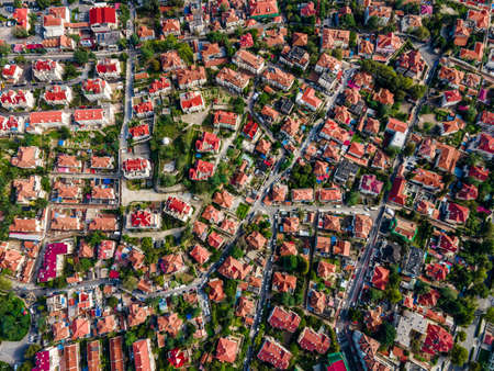 Aerial photography of villa building landscape in Qingdao coastline bay areaの写真素材