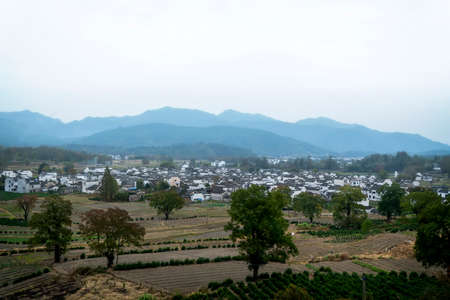 Aerial photography of rural pastoral scenery of Huangshan and Huizhouの写真素材