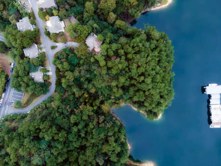 Aerial photography of Hangzhou Qiandao Lake Yachting Pierの写真素材