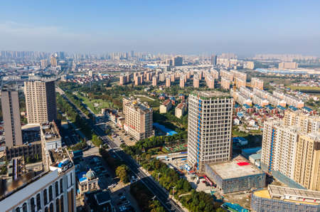 Aerial photography of Hai'an city scenery panoramaの写真素材