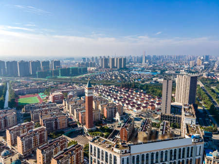 Aerial photography of Hai'an city scenery panoramaの写真素材