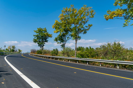 Outdoor asphalt road skyline and nature sceneryの写真素材