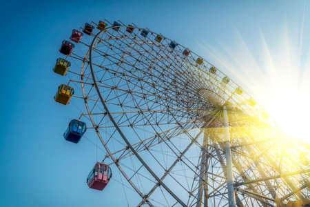 Amusement ferris wheel scenery close-upの写真素材