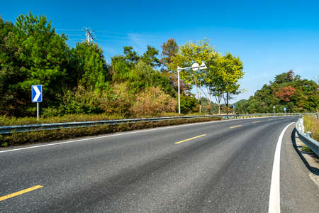 Asphalt ground in outdoor forest parkの写真素材