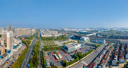 Aerial photography of Hai'an city architecture skylineの写真素材