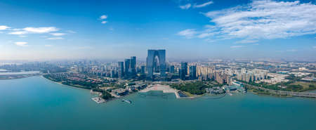 aerial photography suzhou city architecture landscape skylineの写真素材