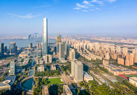 aerial photography suzhou city architecture landscape skylineの写真素材