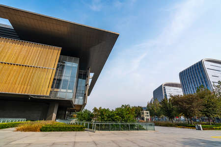 Modern buildings and partial view of financial districtの写真素材