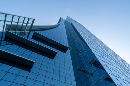Modern buildings and partial landscape in central business districtの写真素材