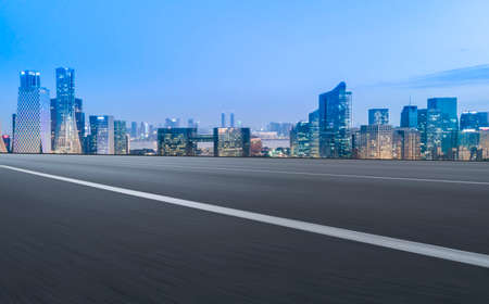 Highway skyline and city modern buildingsの写真素材