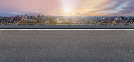 Highway skyline and city modern buildingsの写真素材