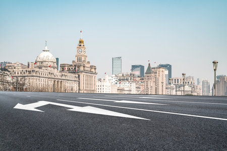 Outdoor city road and cityscapeの写真素材