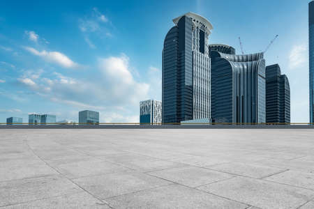 Plaza Brick Ground and Financial District Buildingsの写真素材