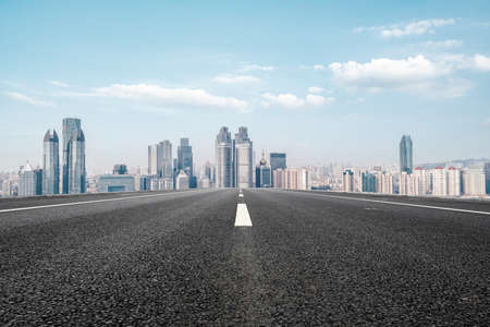 The Way Forward and Financial District Buildingsの写真素材