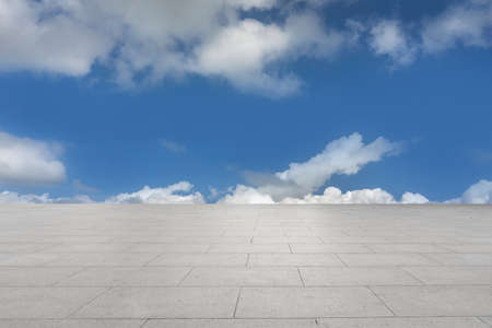 Outdoor floor tile ground and sky cloudsの写真素材