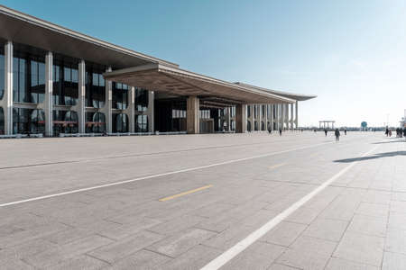 Outdoor floor tiles and city viewsのeditorial素材