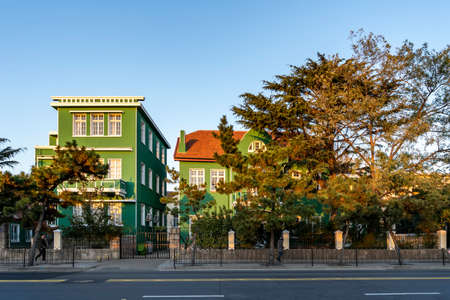 Street scene of European-style buildings in the center of Qingdaoのeditorial素材