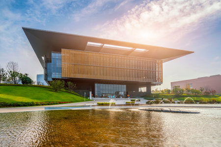 Partial view of modern office building in central business districtのeditorial素材