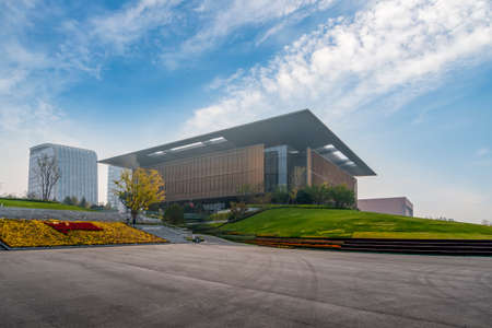 Exterior glass and partial view of modern office building in financial districtのeditorial素材