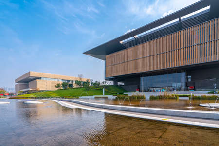 Partial view of modern office building in financial districtのeditorial素材