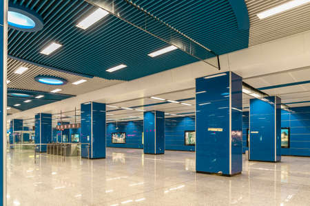 Interior view of modern subway stationのeditorial素材