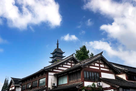Zhangjiagang Fangsi Pagoda Garden Ancient Architecture Sceneryのeditorial素材