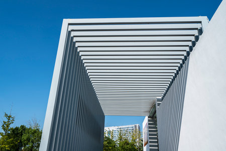 Partial view of modern buildings in outdoor central business districtのeditorial素材
