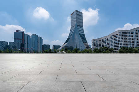 Plaza Brick Ground and Financial District Buildingsのeditorial素材