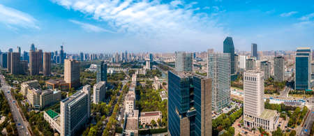 Aerial photography of office buildings in the southern business district of Ningboの写真素材