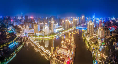 Fuzhou Cityscape Night View Aerial Photographyの写真素材